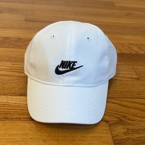 Toddler Nike White Baseball Cap with Black Swoosh Logo